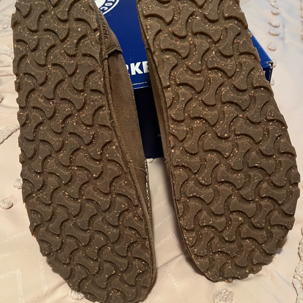 Birkenstock Utti Gray Taupe Suede Slip-Ons - Picture 4 of 7